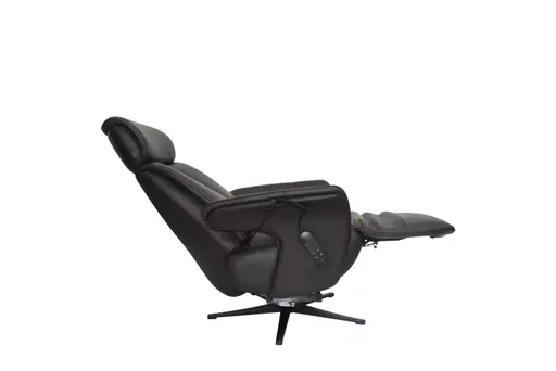 TV-Sessel MATHIS - drehbar, Aufstehhilfe, Relaxfunktion, Kopfteilverstellung, Leder, Chocolate