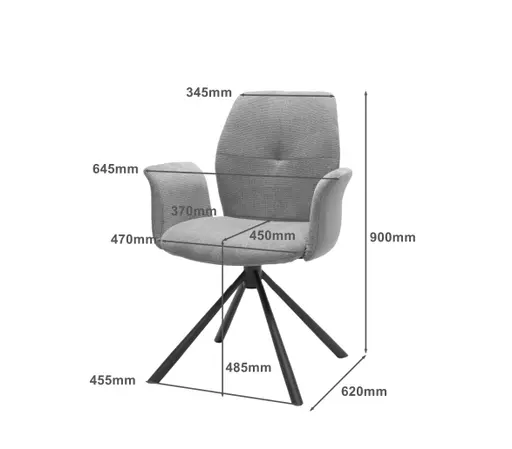 Armlehnstuhl MANOA - drehbar, Stoff, Dunkelgrau