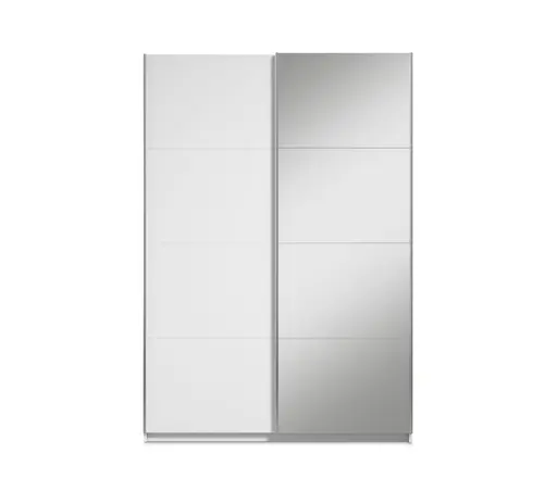 Schwebetürenschrank RUBITO- B ca. 136 cm, Weiß, Spiegel
