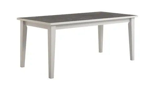 Esstisch Stafford - LB ca. 180x90 cm, Lack Kreide, HPL schwarzgrau marmoriert