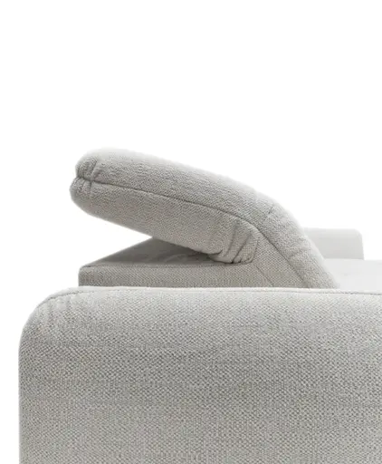 Ecksofa JAIMIE - 1,5-Sitzer mit Longchair rechts inkl. Relaxfunktion, verstellbare Kopfstütze, Stoff, Beige