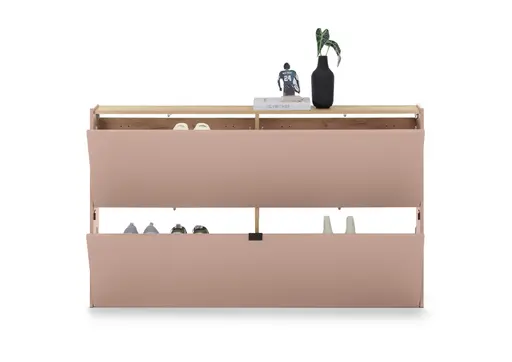 Schuhschrank GIANNA - B ca. 140 cm, Toffee, Navarra Eiche Nachbildung