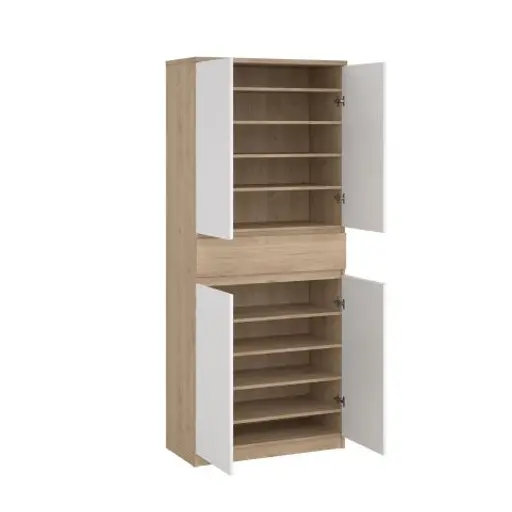 Schuhschrank - B ca. 81 cm, Jackson Hickory Nachbildung, Weiß