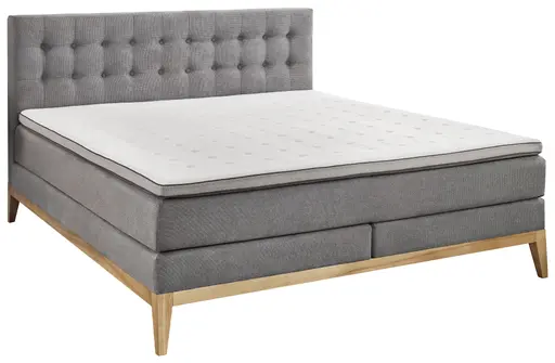 Boxspringbett- Liegefläche ca. 180x200 cm, Stoff, Hellgrau