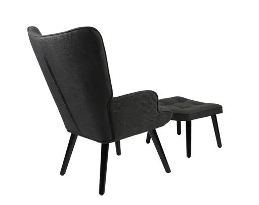 Sessel mit Hocker - Stoff, Anthrazit