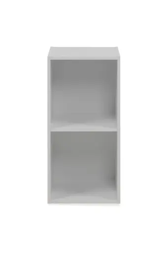 Regal - inkl. Stoffbox, B ca. 30 cm, Weiß, Grau
