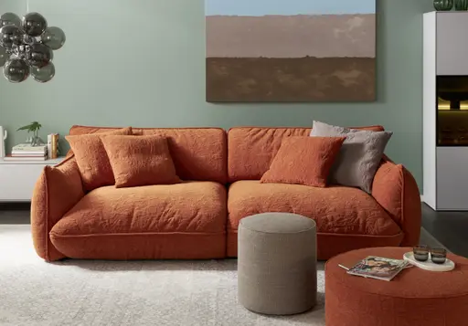 Sofa Fluffy - 4-Sitzer inkl. Rückenlehne verstellbar, Stoff, Kupfer