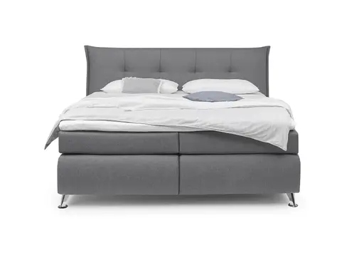 Boxspringbett HAROA- Liegefläche ca. 180x200 cm, Stoff, Grau, Bonell, Inkl. Topper