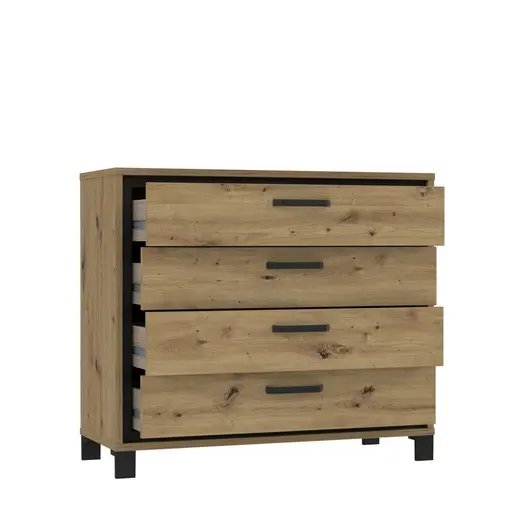 Kommode FARIDA - Eiche Dekor, Schwarz