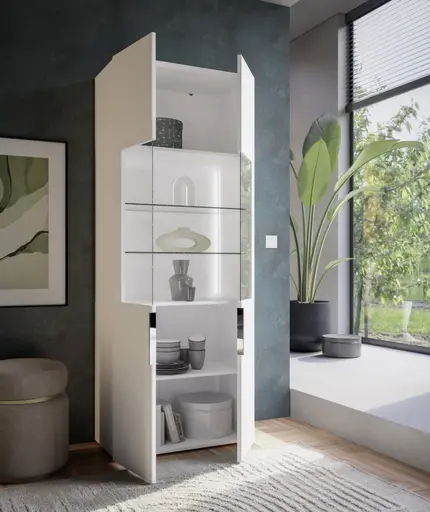 Vitrine- inkl. LED-Beleuchtung, Weiß