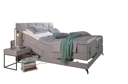 Boxspringbett - Liegefläche ca. 180x200 cm, motorische Verstellung, Stoff, Grau