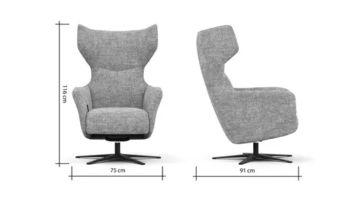 Sessel Noto Relax II - Rückenlehne verstellbar, Stoff, Graubraun