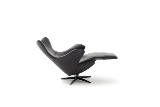 Relaxsessel Follina - Relaxfunktion (motorisch), Leder, Schwarz, Akku