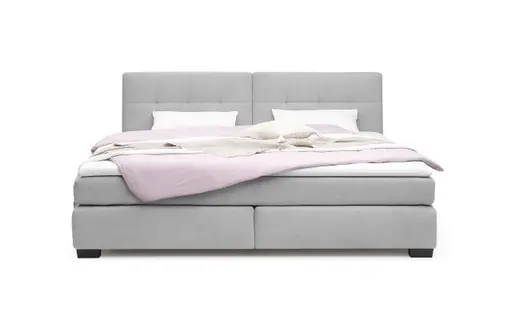 Boxspringbett JILA- Ligefläche ca. 240x200 cm, Stoff, Hellgrau
