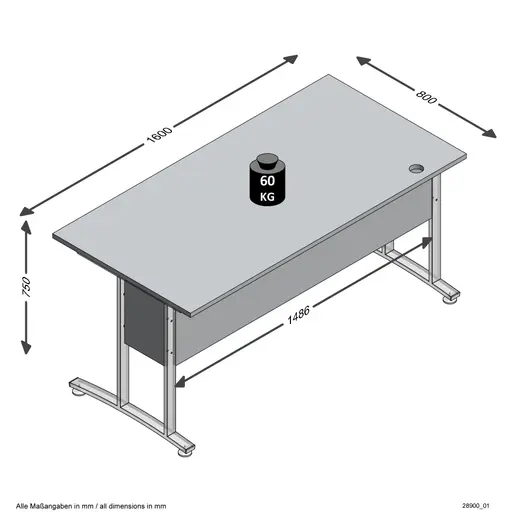 Schreibtisch- LB ca. 160x80 cm, Eiche Dekor
