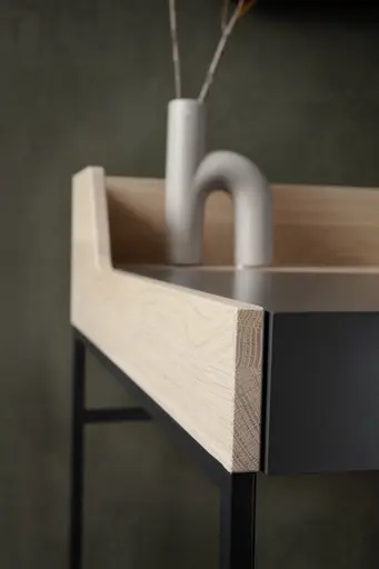 Schreibtisch - Eiche, Milk, Lack, Dunkelgrau