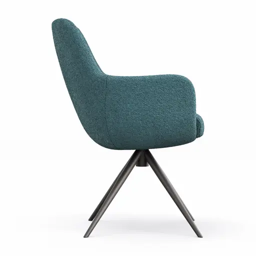 Armlehnstuhl Mis Legere - Boucle, Blau, Stativ, Anthrazit