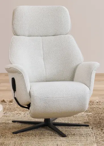 Fernsehsessel EM Fulda - Relaxfunktion teilmotorisch, Stoff, beige