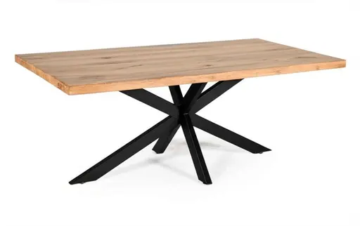 Esstisch - LB ca. 240x100 cm, Wildeiche massiv geölt, Schwarz