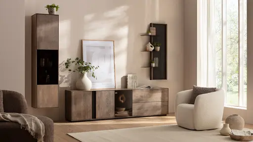 Mediaboard Saratoga - Buche massiv, silbergrau geölt