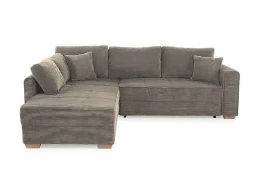 Ecksofa JAMELL - 2,5-Sitzer, Ecke rechts inkl. Schlaffunktion mit Bettkasten, Stoff, Taupe