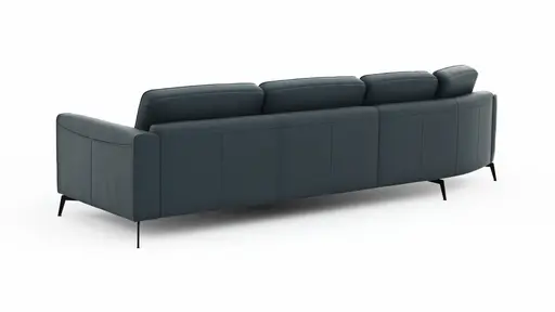 Ecksofa Oviedo - Ecke links mit 2-Sitzer, Leder, Dunkelblau