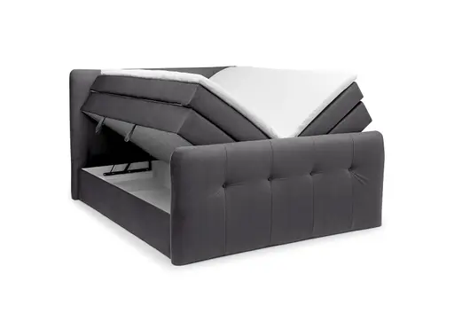 Boxspringbett HOLLIE- Liegefläche ca. 180x200 cm, Stoff, Schlamm, inkl. Topper