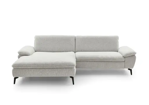 Ecksofa - Longchair links und 1,5-Sitzer, Stoff, Ecru