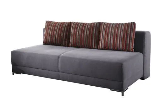 Boxspring-Komfort-Querschläfer - 3-Sitzer mit Schlaffunktion inkl. drei Rückenkissen, Stoff, Grau