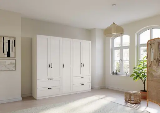 Drehtürenschrank ROMAN SPIN- B ca. 226 cm, Weiß, Landhausoptik