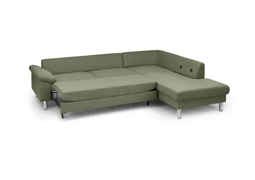 Ecksofa COOL - 2,5-Sitzer mit Ecke rechts, Querschläfer, Stoff, Hellgrün