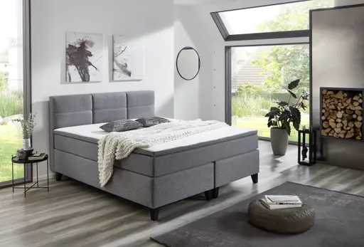 Boxspringbett SAMIRO- Liegefläche ca. 180x200 cm, Stoff, Grau