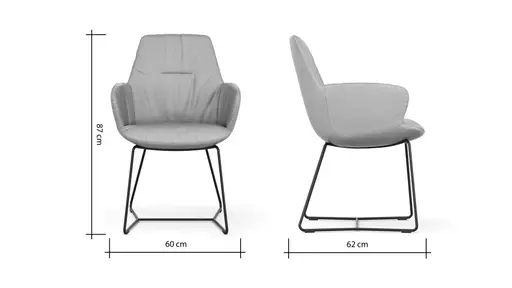 Armlehnstuhl Pegara - Leder, Graubraun, Kufe