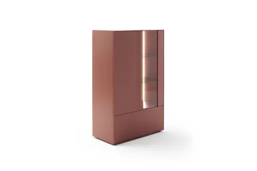 Highboard Colore - mit Beleuchtung, BHT ca. 90x144x45 cm, Lack Samtbeere