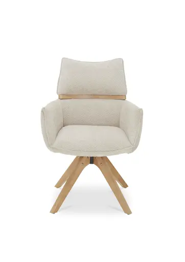 Armlehnstuhl MAROU - drehbar, Stoff, Beige
