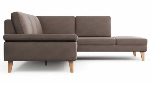 Ecksofa Houston - 2,5-Sitzer, Eckelement und 1-Sitzer mit Abschlussteil rechts,  inkl. Sitztiefenverstellung und Armlehne klappbar, Leder, Dunkelbraun