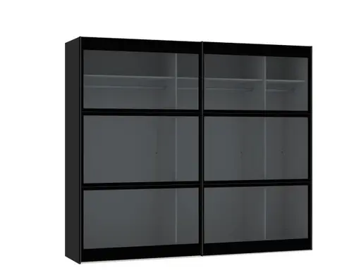Schwebetürenschrank JOIN IT- B ca. 252 cm,  Schwarz, Rauchglas, Dunkel