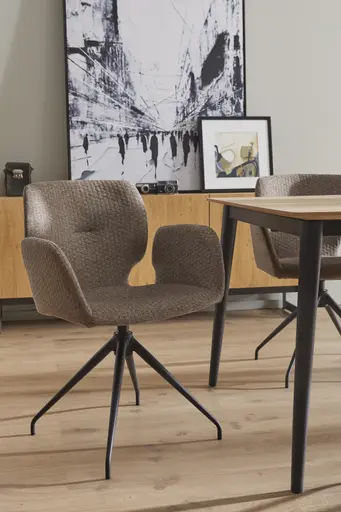 Armlehnstuhl Saltino - drehbar, Stoff, Taupe