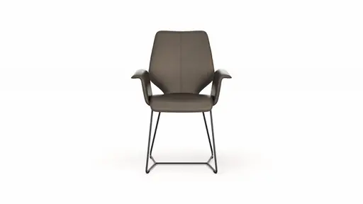 Armlehnstuhl Penthouse - Leder, Dunkelbraun, Kufen, Anthrazit