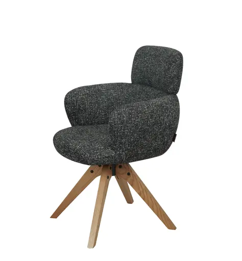 Armlehnstuhl MANJA - drehbar, Stoff, Graublau