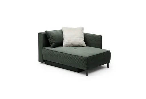 Recamiere JADYN- inkl. Schlaffunktion mit Bettkasten, Stoff, Grün