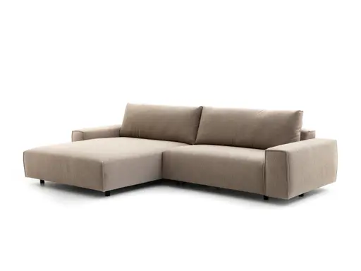 Ecksofa Sorano Plus - Longchair links - 1,75 Sitzer, Stoff, Graubeige