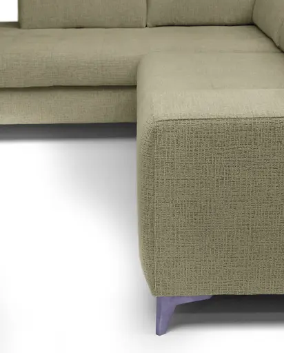 Ecksofa - Ecke links mit 2-Sitzer, Kopfteil verstellbar, Sitztiefe verstellbar motorisch, Stoff, Sand