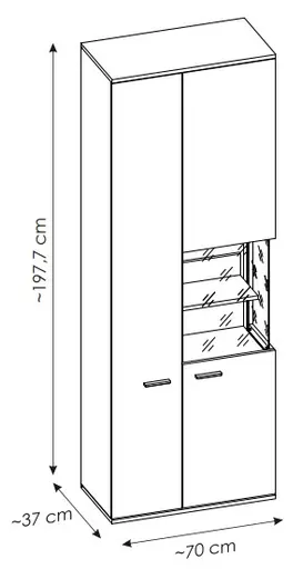 Vitrine - mit Beleuchtung, B ca. 70 cm, Alpinweiß, Viking Eiche Nachbildung