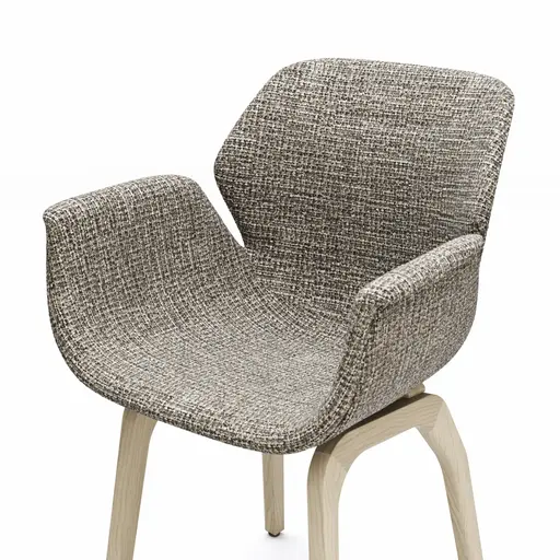 Armlehnstuhl Tooon - Stoff Graubeige, Gestell Holz