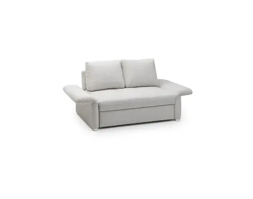 Sofa JORDEN - 1,5-Sitzer inkl. Schlaffunktion mit Bettkasten, verstellbare Armlehnen, Stoff, Beige