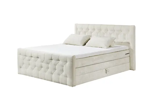 Boxspringbett- Liegefläche ca. 180x200 cm, Stoff, Creme