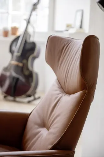 Relaxsessel Helge - Leder Anilin, Cognac