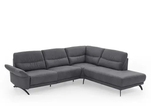 Ecksofa - 3-Sitzer mit Ecke rechts, Stoff, Grau