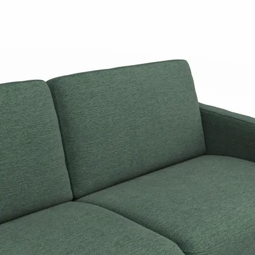Ecksofa Nuoro - Longchair links mit 2-Sitzer inkl. Schlaffunktion und Bettkasten, Stoff, Dunkelgrün